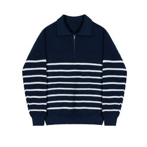 ANYANG Striped Half-Zip Sweater