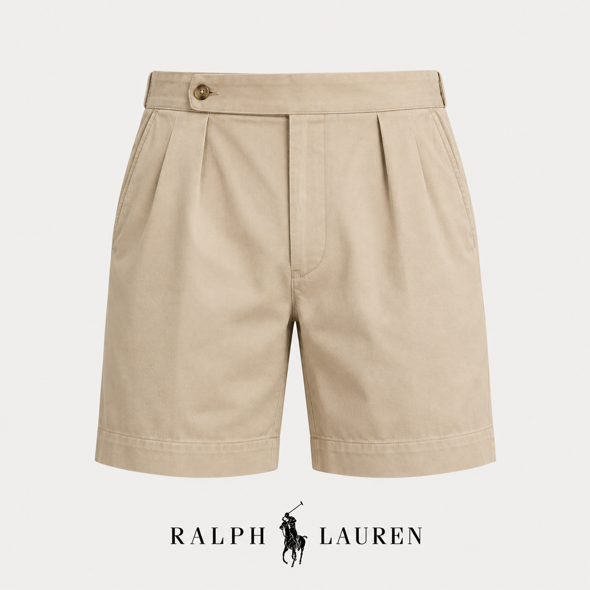 RL Relaxed Fit Pleated Twill Short