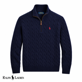 RL Zip Cable-Knit Wool Knit Sweater