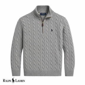 RL Zip Cable-Knit Wool Knit Sweater