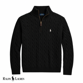 RL Zip Cable-Knit Wool Knit Sweater