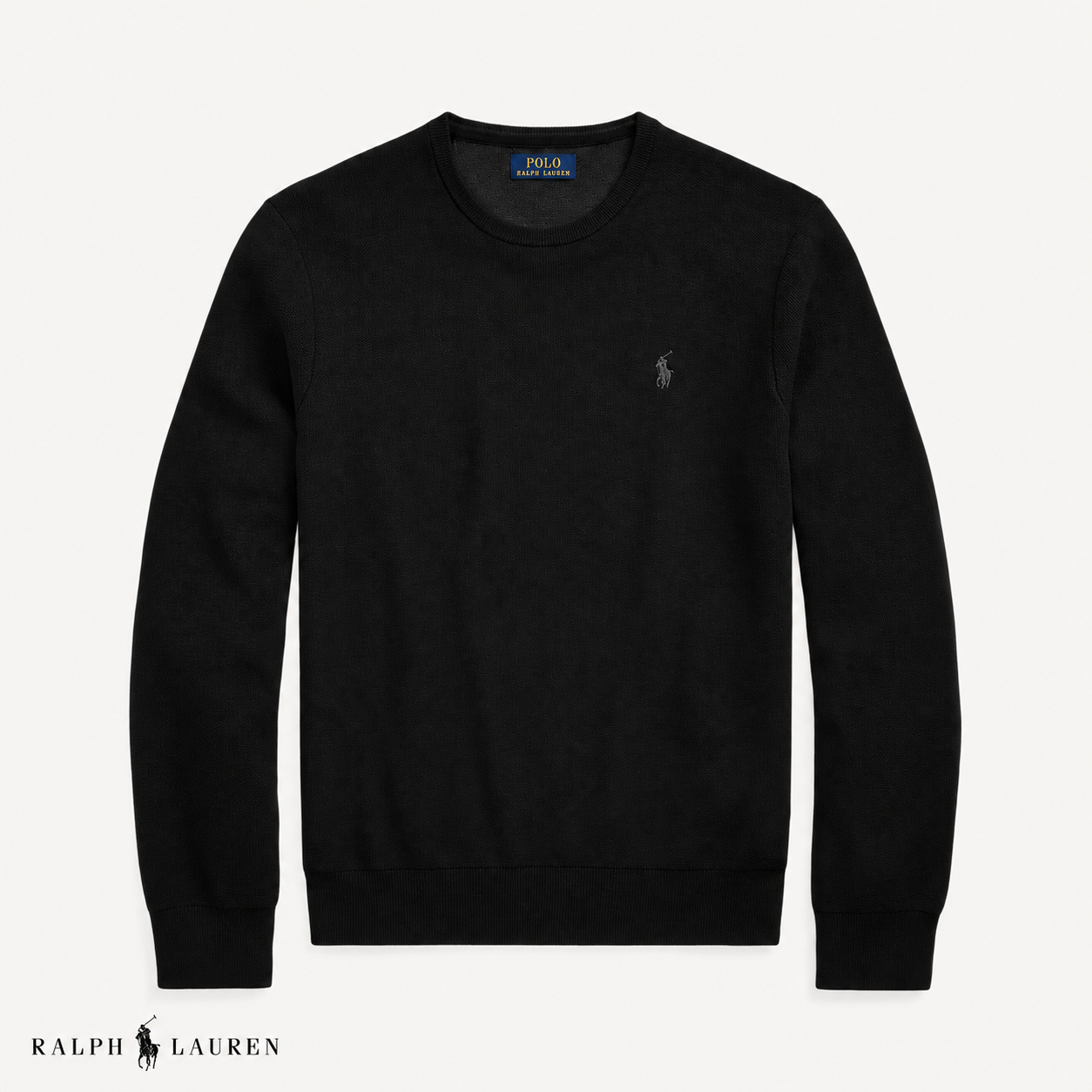 RL Mesh-Knit Cotton Crewneck Sweater