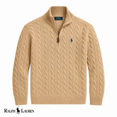 RL Zip Cable-Knit Wool Knit Sweater