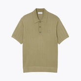 LC Fluid Ribbed Knit Polo Collar Sweater