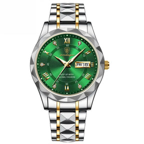 POEDAGAR Luminous Steel 40mm Watch - Water Resistant | Transferred steel