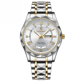 POEDAGAR Luminous Steel 40mm Watch - Water Resistant | Transferred steel
